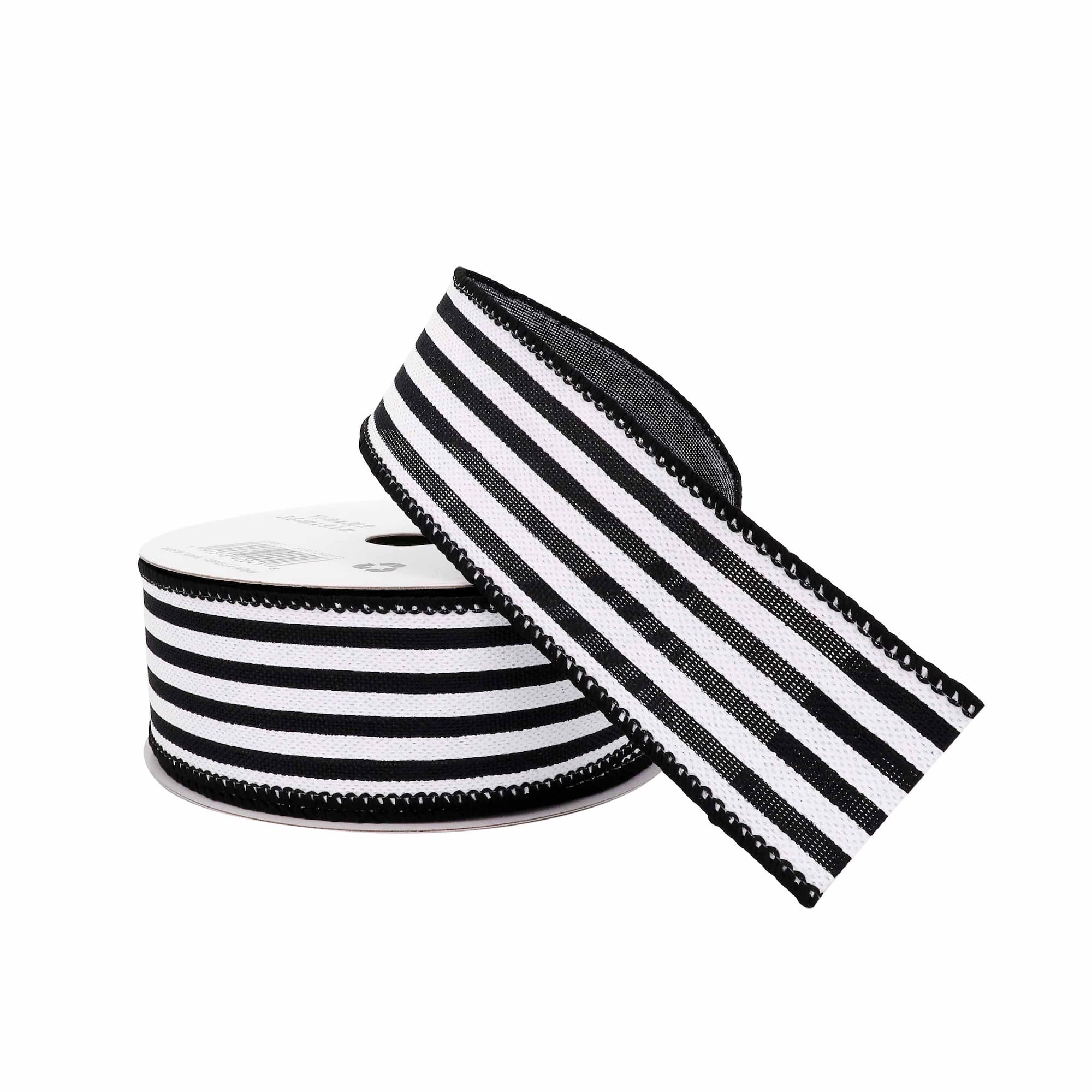 1.5" x 30ft. Stripe Faux Linen Wired Ribbon by Celebrate It™ Décor